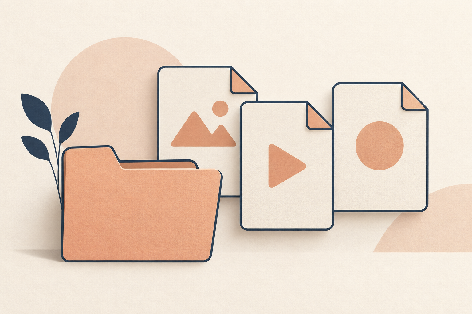 Peach folder with three different document formats